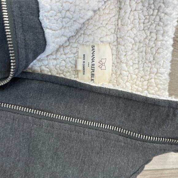 Banana Republic Gray White Fleece Sleeveless Asymmetric Vest XS - Picture 5 of 5